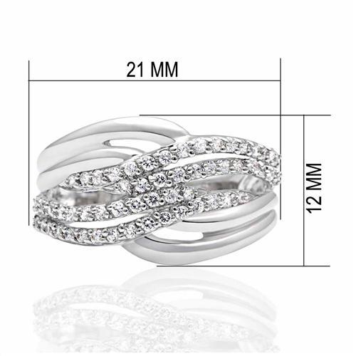 Rhodium Brass Ring with AAA Grade CZ  in Clear