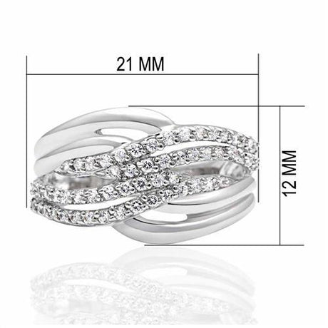 Rhodium Brass Ring with AAA Grade CZ  in Clear
