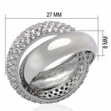 Rhodium Brass Ring with AAA Grade CZ  in Clear