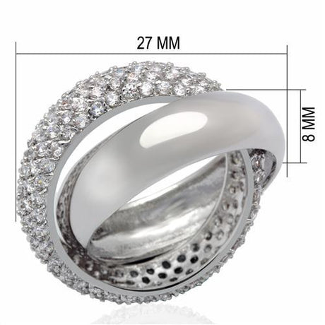 Rhodium Brass Ring with AAA Grade CZ  in Clear