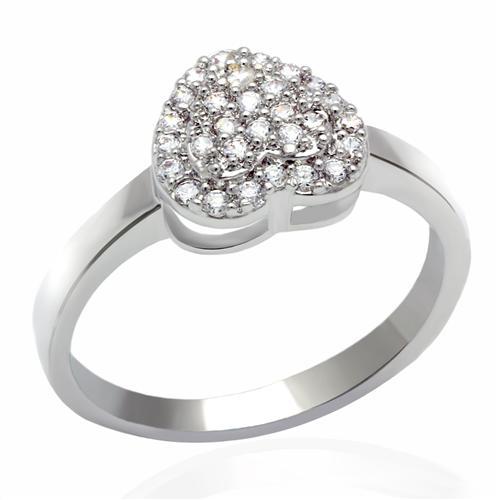 Rhodium Brass Ring with AAA Grade CZ  in Clear