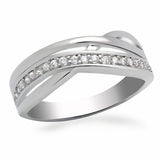 Rhodium Brass Ring with AAA Grade CZ  in Clear