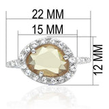 Rhodium Brass Ring with AAA Grade CZ  in Champagne