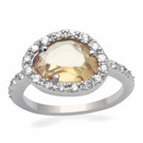 Rhodium Brass Ring with AAA Grade CZ  in Champagne