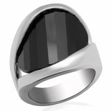 Rhodium Brass Ring with AAA Grade CZ  in Jet