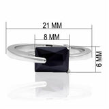 Rhodium Brass Ring with AAA Grade CZ  in Jet