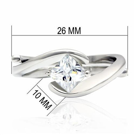 Rhodium Brass Ring with AAA Grade CZ  in Clear