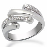 Rhodium Brass Ring with AAA Grade CZ  in Clear