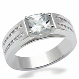Rhodium Brass Ring with AAA Grade CZ  in Clear