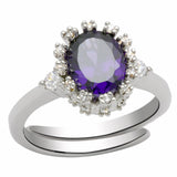 Rhodium Brass Ring with AAA Grade CZ  in Amethyst