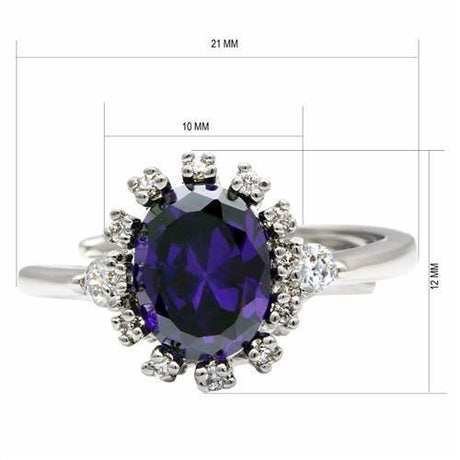 Rhodium Brass Ring with AAA Grade CZ  in Amethyst