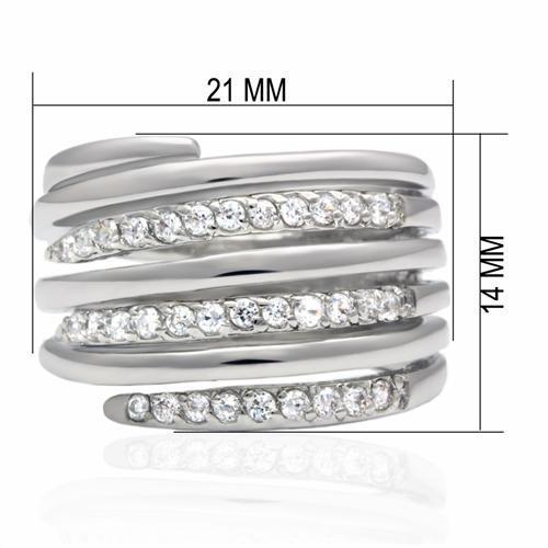 Rhodium Brass Ring with AAA Grade CZ  in Clear