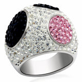 Rhodium + Ruthenium Brass Ring with Top Grade Crystal  in Multi Color