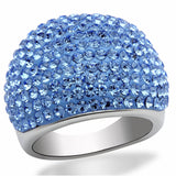 Rhodium Brass Ring with Top Grade Crystal  in Light Sapphire