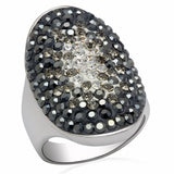 Rhodium Brass Ring with Top Grade Crystal  in Multi Color