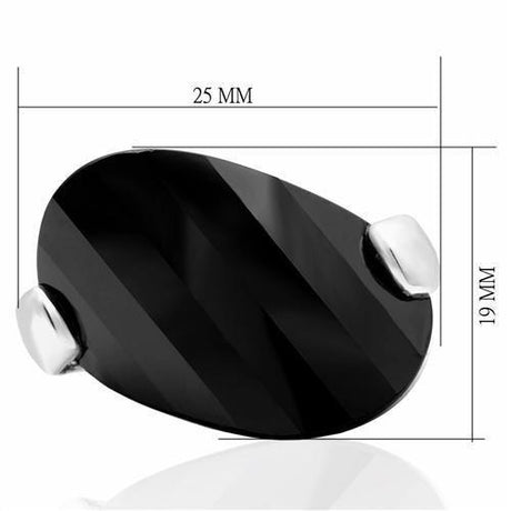 Rhodium Brass Ring with AAA Grade CZ  in Jet