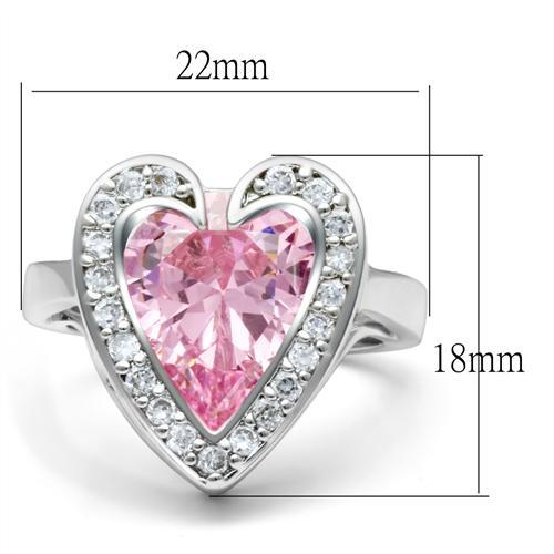Rhodium Brass Ring with AAA Grade CZ  in Rose