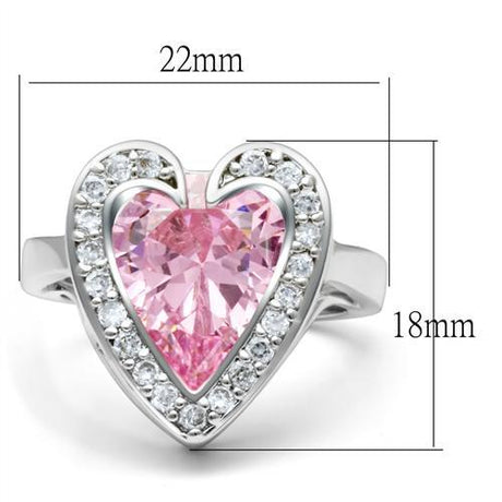Rhodium Brass Ring with AAA Grade CZ  in Rose