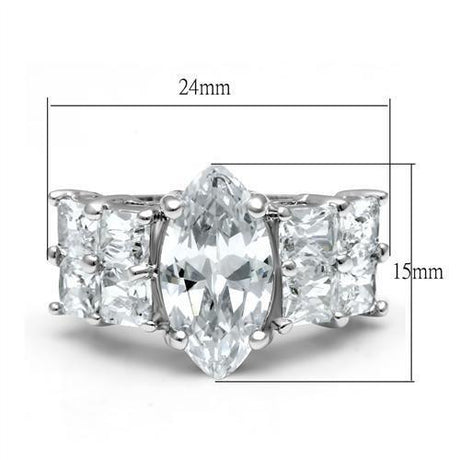 Rhodium Brass Ring with AAA Grade CZ  in Clear
