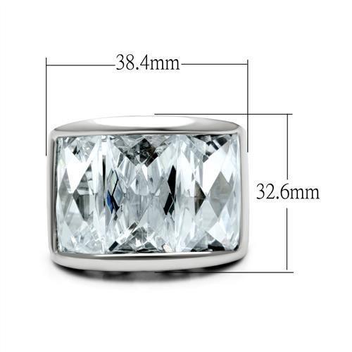 Rhodium Brass Ring with AAA Grade CZ  in Clear