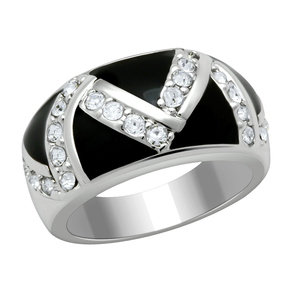 Rhodium Brass Ring with Top Grade Crystal  in Clear
