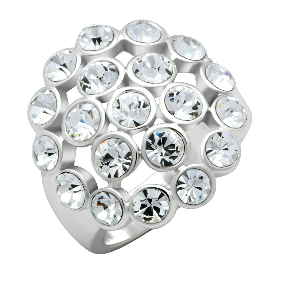 Rhodium Brass Ring with Top Grade Crystal  in Clear