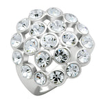 Rhodium Brass Ring with Top Grade Crystal  in Clear