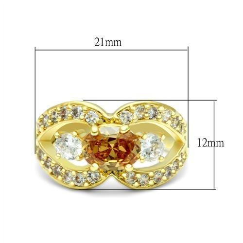Gold Brass Ring with AAA Grade CZ  in Champagne