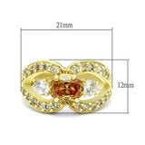 Gold Brass Ring with AAA Grade CZ  in Champagne