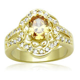 Gold Brass Ring with AAA Grade CZ  in Champagne