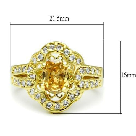 Gold Brass Ring with AAA Grade CZ  in Champagne