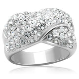 Rhodium Brass Ring with Top Grade Crystal  in Clear