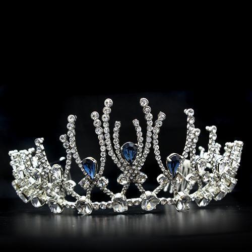 Imitation Rhodium Brass Tiaras & Hair Clip with Top Grade Crystal  in Montana