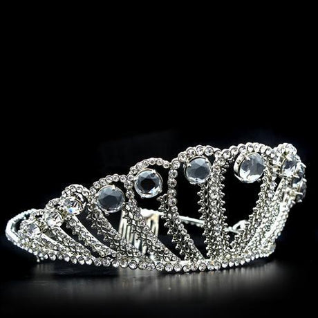 Imitation Rhodium Brass Tiaras & Hair Clip with Top Grade Crystal  in Clear