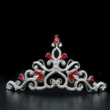 Imitation Rhodium Brass Tiaras & Hair Clip with Top Grade Crystal  in Ruby
