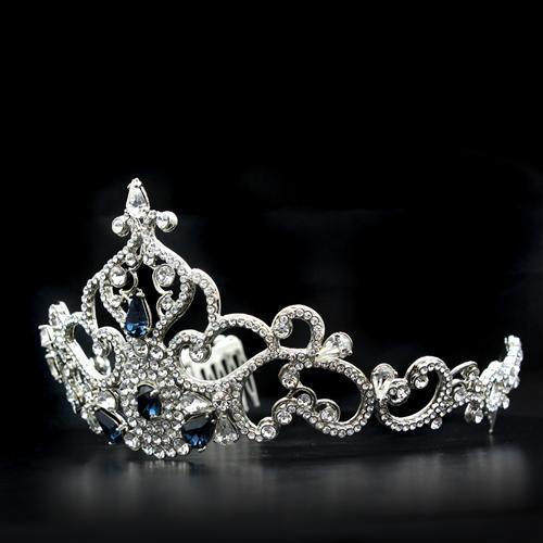 Imitation Rhodium Brass Tiaras & Hair Clip with Top Grade Crystal  in Montana