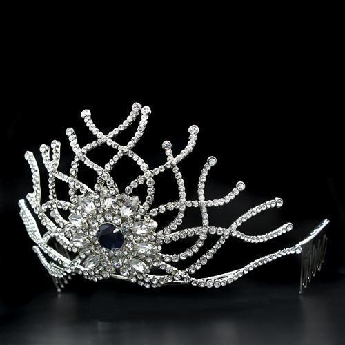 Imitation Rhodium Brass Tiaras & Hair Clip with Top Grade Crystal  in Montana
