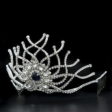 Imitation Rhodium Brass Tiaras & Hair Clip with Top Grade Crystal  in Montana