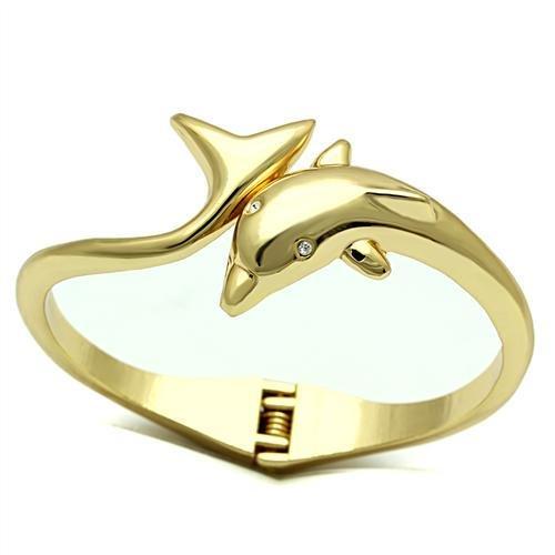 Flash Gold White Metal Bangle with Top Grade Crystal  in Clear