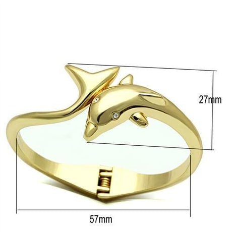 Flash Gold White Metal Bangle with Top Grade Crystal  in Clear