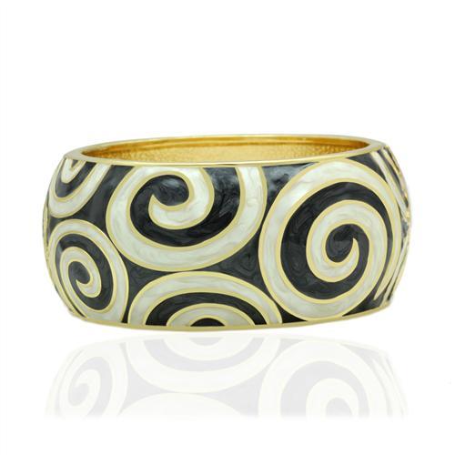 Flash Gold White Metal Bangle with Epoxy  in No Stone