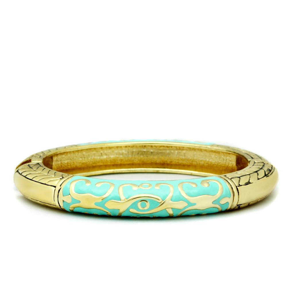 Flash Gold White Metal Bangle with Epoxy  in No Stone