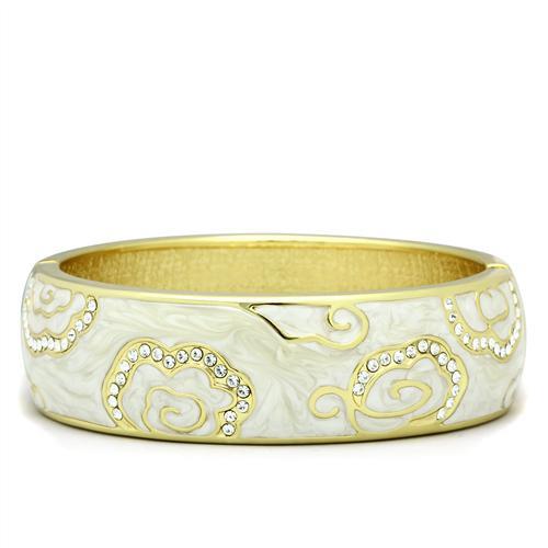Flash Gold White Metal Bangle with Top Grade Crystal  in Clear