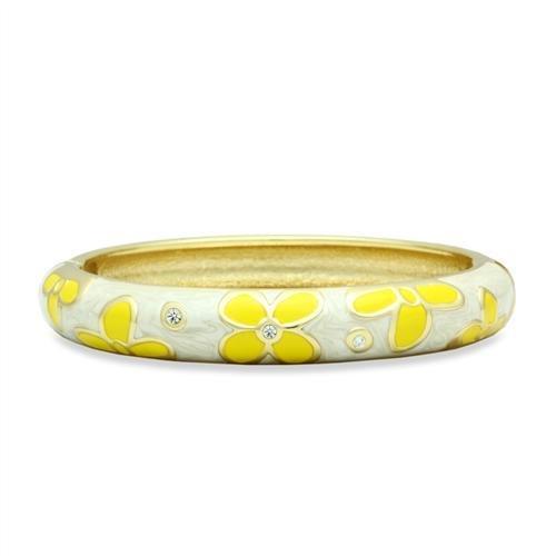 Flash Gold White Metal Bangle with Top Grade Crystal  in Clear