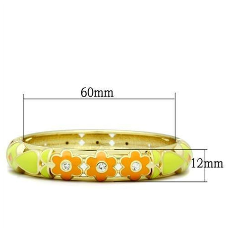 Flash Gold White Metal Bangle with Top Grade Crystal  in Clear
