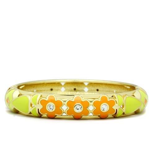 Flash Gold White Metal Bangle with Top Grade Crystal  in Clear