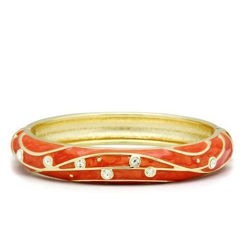 Flash Gold White Metal Bangle with Top Grade Crystal  in Clear