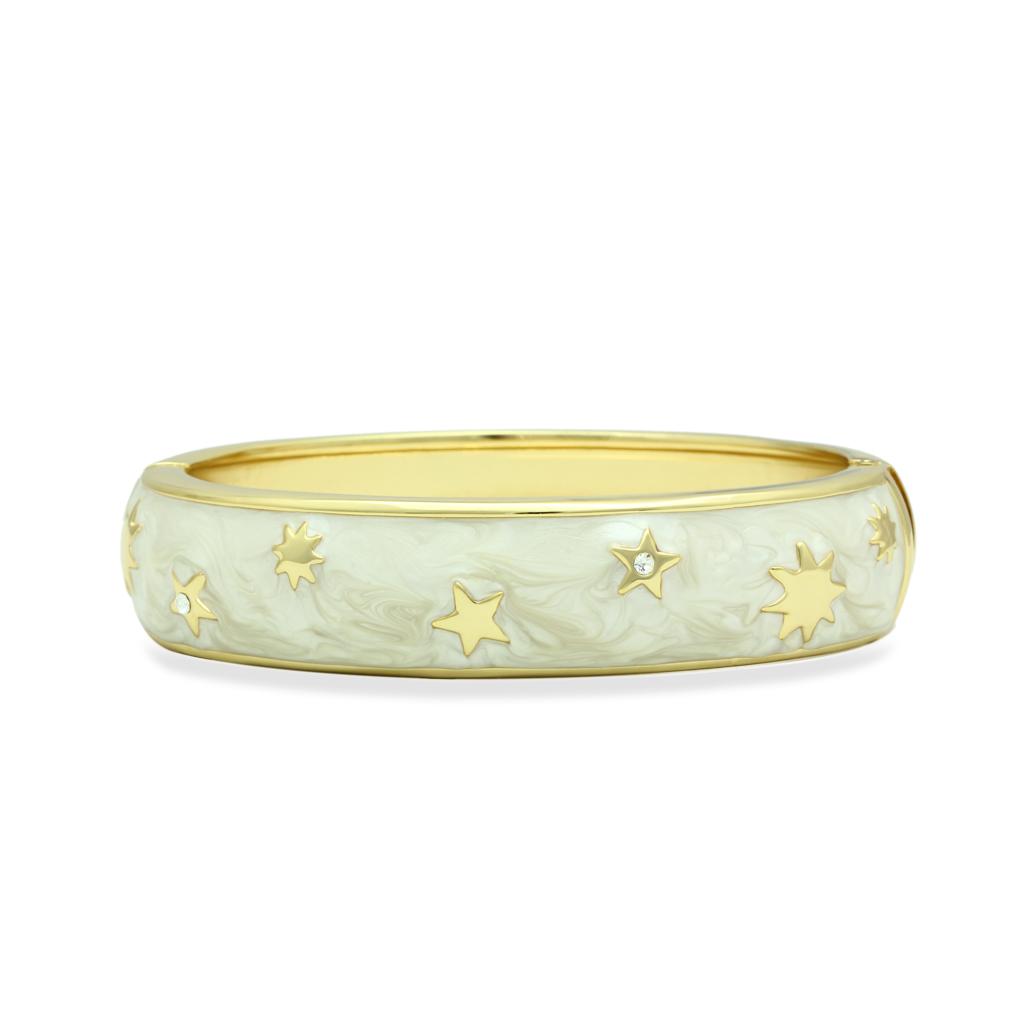 Flash Gold White Metal Bangle with Top Grade Crystal  in Clear