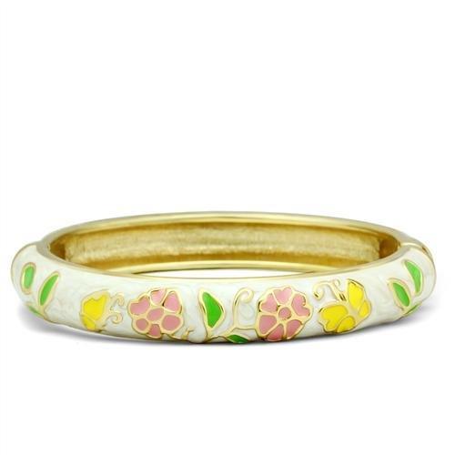 Flash Gold White Metal Bangle with Epoxy  in No Stone
