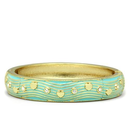 Flash Gold White Metal Bangle with Top Grade Crystal  in Clear